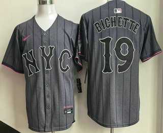 Mens New York Mets #19 Bo Bichette Gray City Connect Limited Jersey->new york mets->MLB Jersey