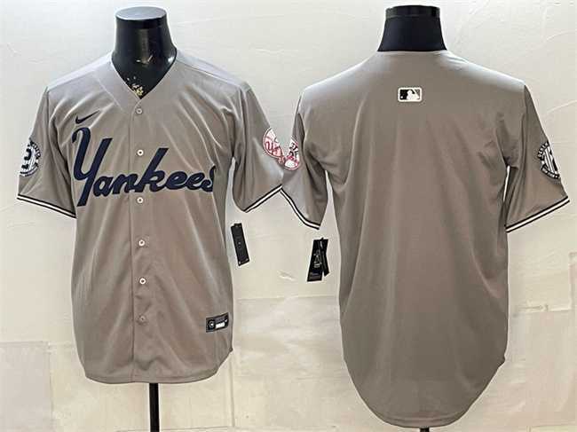 Men%27s New York Yankees Blank Grey With Patch Limited Stitched Jersey->new york yankees->MLB Jersey