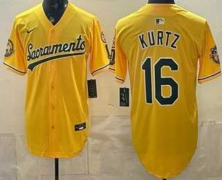 Mens Oakland Athletics #16 Nick Kurtz Yellow Limited Jersey->oakland athletics->MLB Jersey
