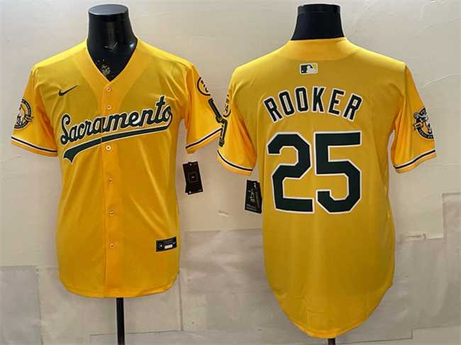 Mens Oakland Athletics #25 Brent Rooker 2026 Yellow Alternate Sacramento Celebrating 125 Years Vapor Limited Stitched Jersey->oakland athletics->MLB Jersey
