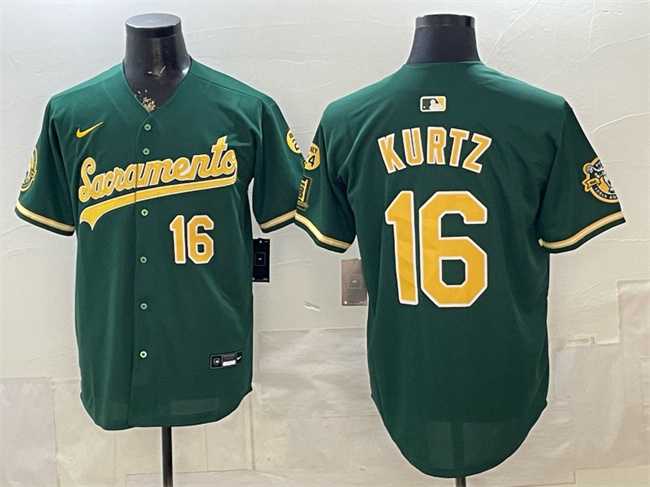 Men%27s Oakland Athletics #16 Nick Kurtz 2026 Green Alternate Sacramento Celebrating 125 Years Vapor Limited Stitched Jersey->oakland athletics->MLB Jersey