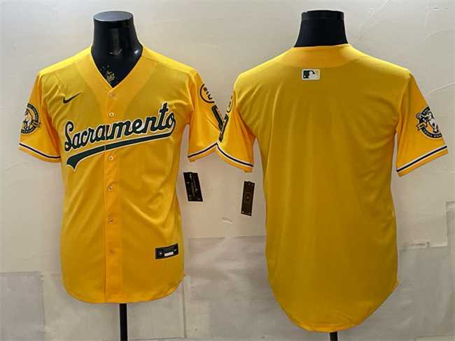 Mens Oakland Athletics Blank 2026 Yellow Alternate Sacramento Celebrating 125 Years Vapor Limited Stitched Jersey->oakland athletics->MLB Jersey
