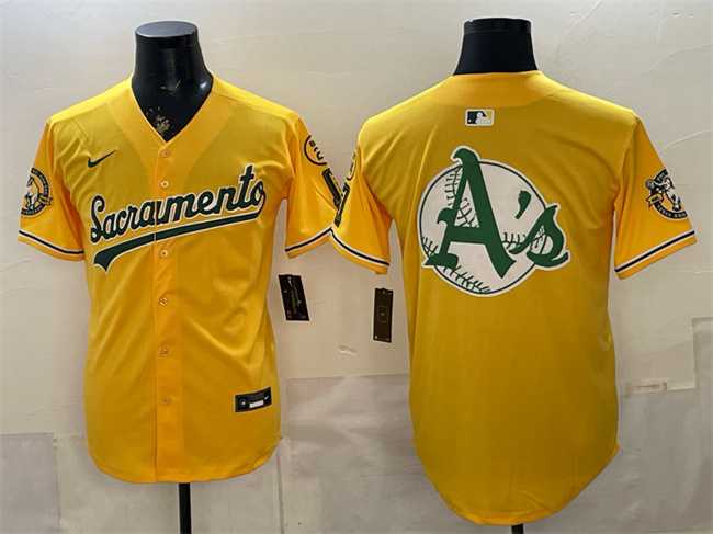 Mens Oakland Athletics Team Big Logo 2026 Yellow Alternate Sacramento Celebrating 125 Years Vapor Limited Stitched Jerseys->oakland athletics->MLB Jersey