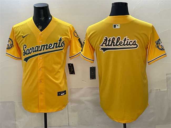 Mens Oakland Athletics Team Big Logo 2026 Yellow Alternate Sacramento Celebrating 125 Years Vapor Limited Stitched Jerseys->oakland athletics->MLB Jersey