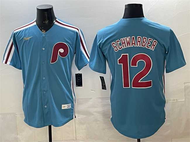 Men%27s Philadelphia Phillies #12 Kyle Schwarber Blue Cool Base Stitched Jersey->oakland athletics->MLB Jersey