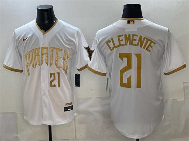 Men%27s Pittsburgh Pirates #21 Roberto Clemente White 2026 City Connect Stadium Stitched Jersey->pittsburgh pirates->MLB Jersey