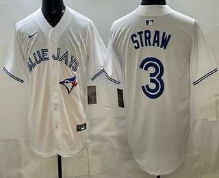 Mens Toronto Blue Jays #3 Myles Straw White Limited Jersey->toronto blue jays->MLB Jersey