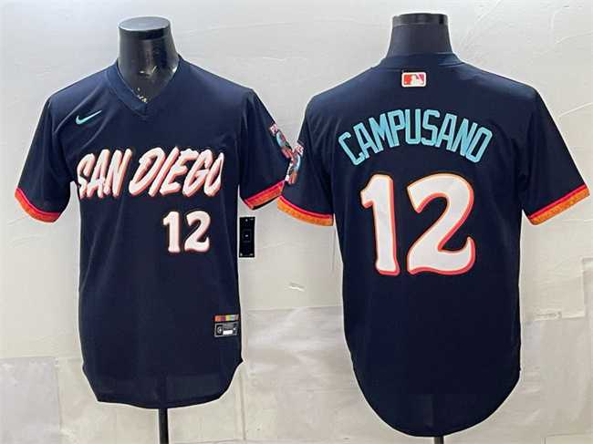 Mens San Diego Padres #12 Luis Campusano Obsidian 2026 City Connect Stadium Stitched Jersey->san diego padres->MLB Jersey