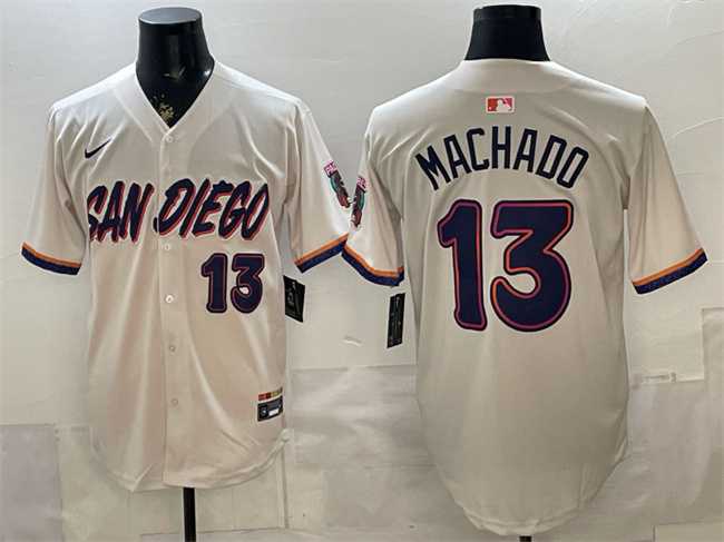 Mens San Diego Padres #13 Manny Machado Cream 2026 City Connect Stadium Stitched Jersey->san diego padres->MLB Jersey