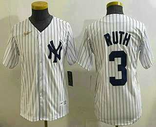 Youth New York Yankees #3 Babe Ruth White Throwback Stitched Cool Base Nike Jersey->mlb youth jerseys->MLB Jersey