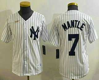 Youth New York Yankees #7 Mickey Mantle White Throwback Stitched Cool Base Nike Jersey->mlb youth jerseys->MLB Jersey