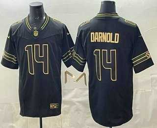 Mens Seattle Seahawks #14 Sam Darnold Limited Black Gold FUSE Vapor Jersey Dzhi->->NFL Jersey
