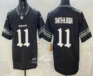 Mens Seattle Seahawks #11 Jaxon Smith Njigba Black 2025 FUSE Gothic Rain City Shadows Edition Vapor Limited Jersey Dzhi->->NFL Jersey
