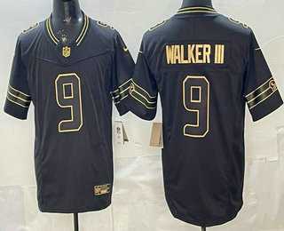 Mens Seattle Seahawks #9 Kenneth Walker III Black Gold FUSE Vapor Limited Stitched Jersey Dzhi->->NFL Jersey