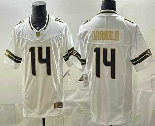 Mens Seattle Seahawks #14 Sam Darnold Limited White Gold FUSE Vapor Jersey Dzhi->->NFL Jersey