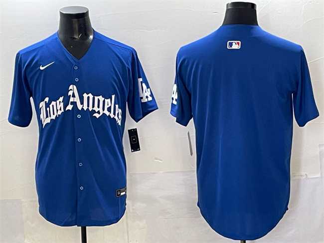Men%27s Los Angeles Dodgers Blank Blue 2025 LA Gothic Style With Fernando Patch Vapor Premier Limited Stitched Jersey->los angeles dodgers->MLB Jersey