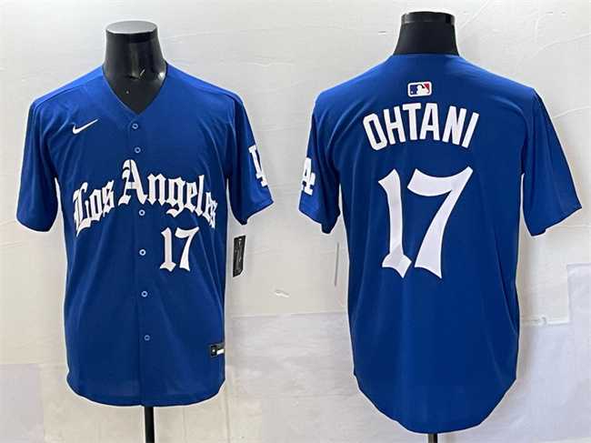 Men%27s Los Angeles Dodgers #17 Shohei Ohtani Blue 2025 LA Gothic Style With Fernando Patch Vapor Premier Limited Stitched Jersey->houston astros->MLB Jersey
