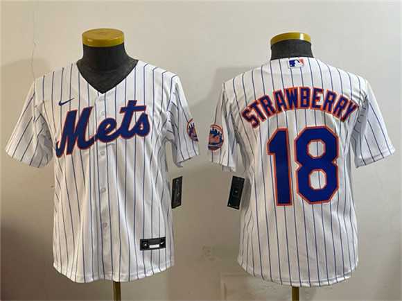 Youth Chicago Cubs #18 Darryl Strawberry White Cool Base Stitched Jersey->baltimore orioles->MLB Jersey