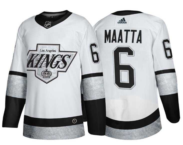 Mens Los Angeles Kings #6 Olli Maatta White Throwback Stitched Jersey Dzhi->los angeles kings->NHL Jersey