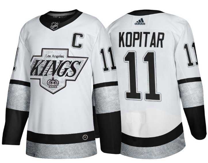Mens Los Angeles Kings #11 Anze Kopitar White Throwback Stitched Jersey Dzhi->los angeles kings->NHL Jersey