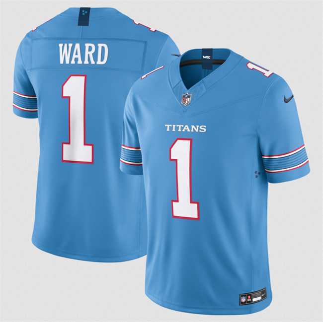 Mens Tennessee Titans #1 Cameron Ward Light Blue 2026 F.U.S.E. Vapor Limited Stitched Jersey Dzhi->->NFL Jersey