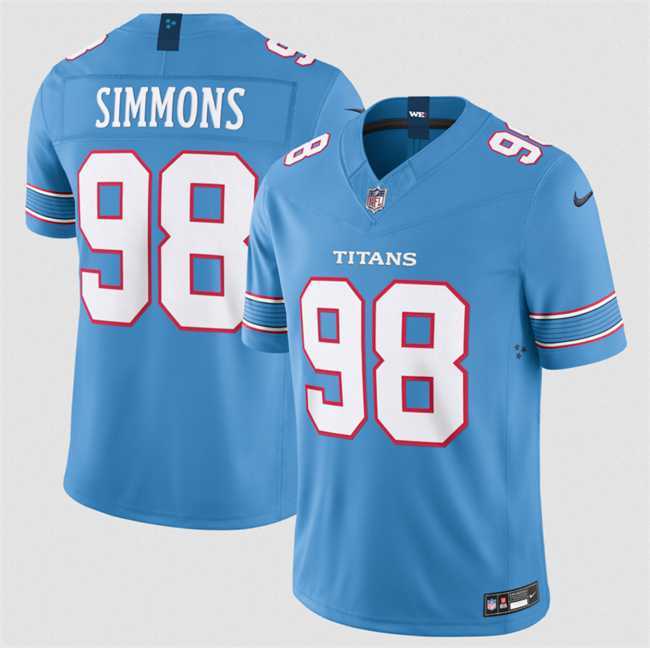 Men%27s Tennessee Titans #98 Jeffery Simmons Light Blue 2026 F.U.S.E. Vapor Limited Stitched Jersey Dzhi->buffalo bills->NFL Jersey