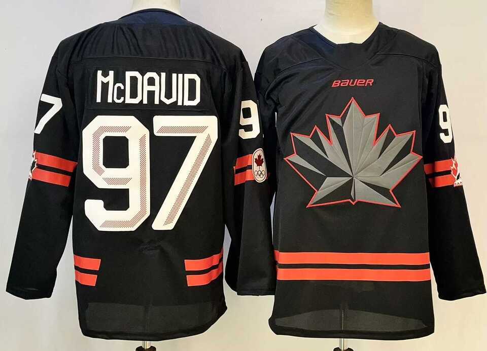 Mens Canada Hockey #97 Connor McDavid Black Stitched Jersey->olympics canada jerseys->NHL Jersey