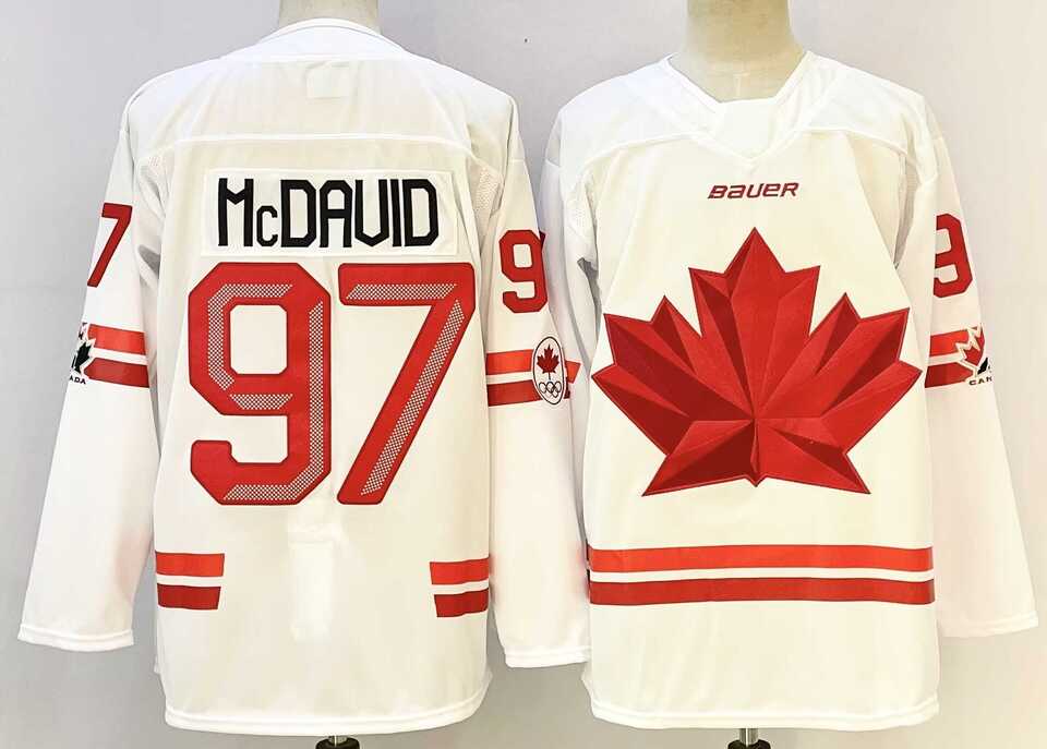 Mens Canada Hockey #97 Connor McDavid White Stitched Jersey->olympics canada jerseys->NHL Jersey