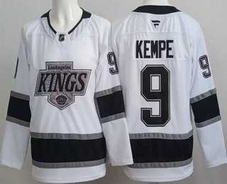 Mens Los Angeles Kings #9 Adrian Kempe White Authentic Jersey->los angeles kings->NHL Jersey