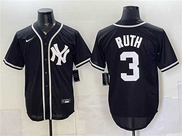 Men%27s New York Yankees #3 Babe Ruth 2026 Fashion Replica Black Out Stitched Jersey->new york yankees->MLB Jersey