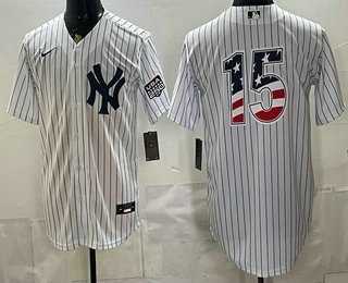 Men%27s New York Yankees #15 Thurman Munson White 2026 USA 250 Fourth of July Home Stadium Stitched Jersey Dzhi->new york yankees->MLB Jersey