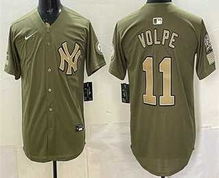 Men%27s New York Yankees #11 Anthony Volpe Olive 2026 Armed Forces Day Jersey Dzhi->new york yankees->MLB Jersey
