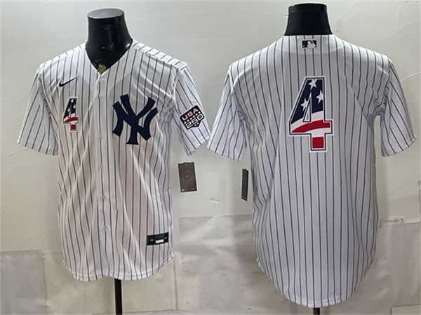 Men%27s New York Yankees #4 Lou Gehrig White 2026 USA 250 Fourth of July Home Stadium Stitched Baseball Jersey Dzhi->new york yankees->MLB Jersey