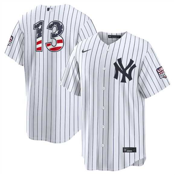 Men%27s New York Yankees #13 Jazz Chisholm Jr White 2026 USA 250 Fourth of July Home Stadium Stitched Baseball Jersey Dzhi->new york yankees->MLB Jersey