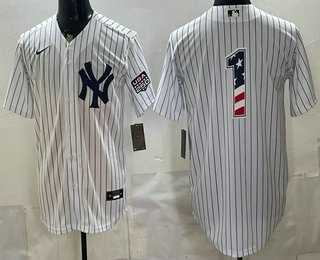Men%27s New York Yankees #1 Dad White 2026 USA 250 Fourth of July Home Stadium Stitched Jersey Dzhi->new york yankees->MLB Jersey