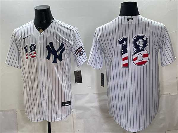 Men%27s New York Yankees #18 Johnny Damon White 2026 USA 250 Fourth of July Home Stadium Stitched Jersey Dzhi->new york yankees->MLB Jersey