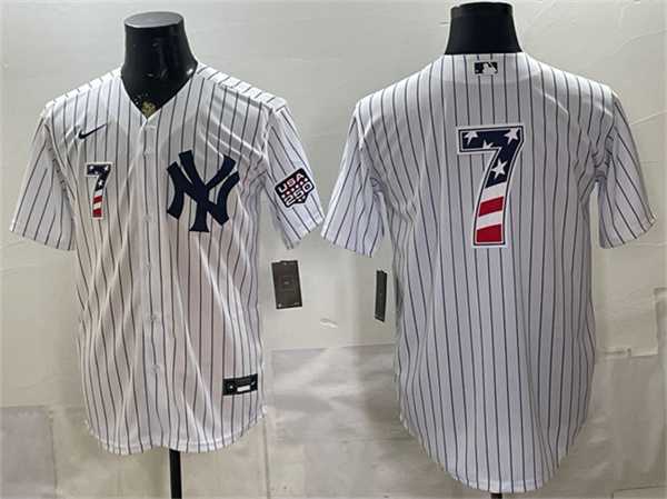 Men%27s New York Yankees #7 Mickey Mantle White 2026 USA 250 Fourth of July Home Stadium Stitched Baseball Jersey Dzhi->new york yankees->MLB Jersey