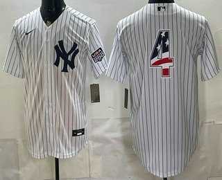 Men%27s New York Yankees #4 Lou Gehrig White 2026 USA 250 Fourth of July Home Stadium Stitched Jersey Dzhi->new york yankees->MLB Jersey