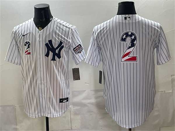 Men%27s New York Yankees #2 Derek Jeter White 2026 USA 250 Fourth of July Home Stadium Stitched Baseball Jersey Dzhi->new york yankees->MLB Jersey