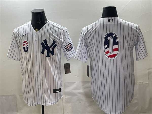 Men%27s New York Yankees #0 Marcus Stroman White 2026 USA 250 Fourth of July Home Stadium Stitched Baseball Jersey Dzhi->new york mets->MLB Jersey