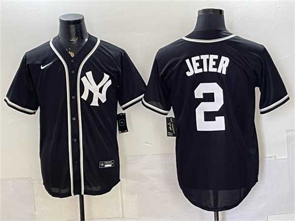 Men%27s New York Yankees #2 Derek Jeter 2026 Fashion Replica Black Out Stitched Jersey->new york yankees->MLB Jersey