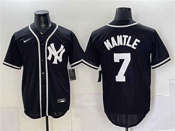 Men%27s New York Yankees #7 Mickey Mantle 2026 Fashion Replica Black Out Stitched Jersey->new york yankees->MLB Jersey