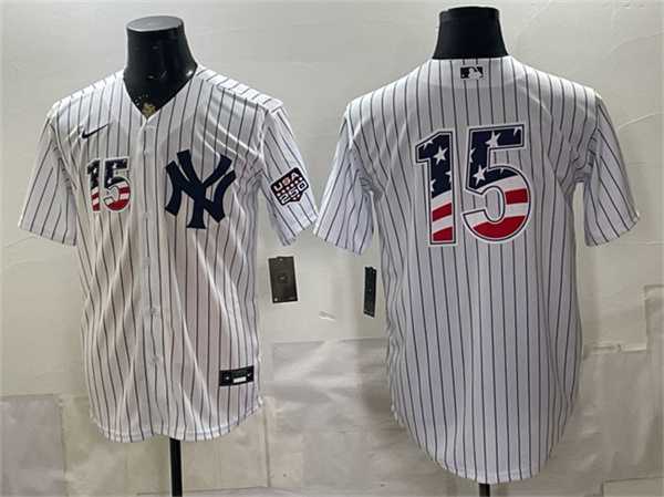 Men%27s New York Yankees #15 Thurman Munson White 2026 USA 250 Fourth of July Home Stadium Stitched Baseball Jersey Dzhi->new york yankees->MLB Jersey