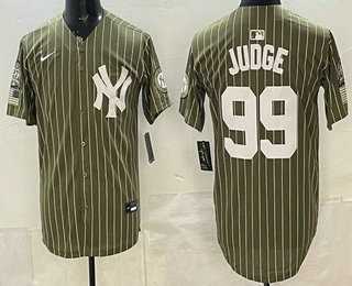 Mens New York Yankees #99 Aaron Judge Olive Pinstripe 2026 Armed Forces Day Salute To Service Jersey Dzhi->new york yankees->MLB Jersey