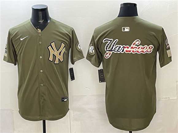 Mens New York Yankees Team Big Logo Olive 2026 Armed Forces Day Stitched Jersey Dzhi->new york yankees->MLB Jersey