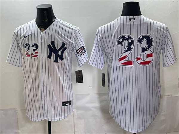 Men%27s New York Yankees #23 Don Mattingly White 2026 USA 250 Fourth of July Home Stadium Stitched Baseball Jersey Dzhi->new york yankees->MLB Jersey