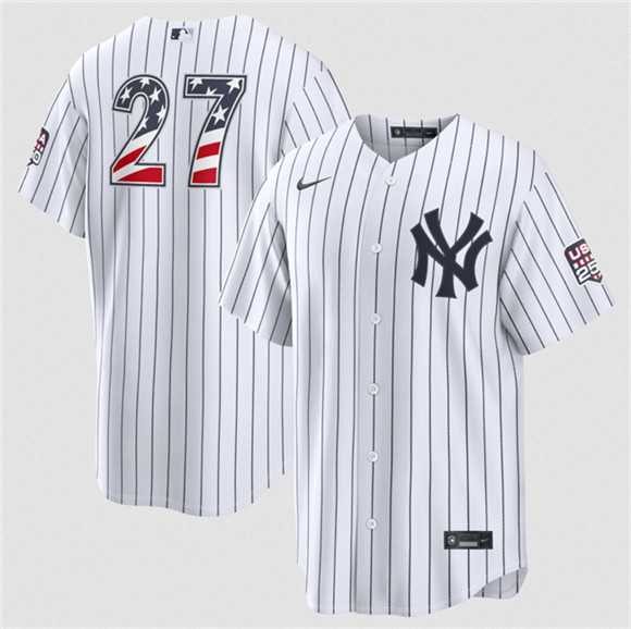 Men%27s New York Yankees #27 Giancarlo Stanton White 2026 USA 250 Fourth of July Home Stadium Stitched Baseball Jersey Dzhi->new york yankees->MLB Jersey