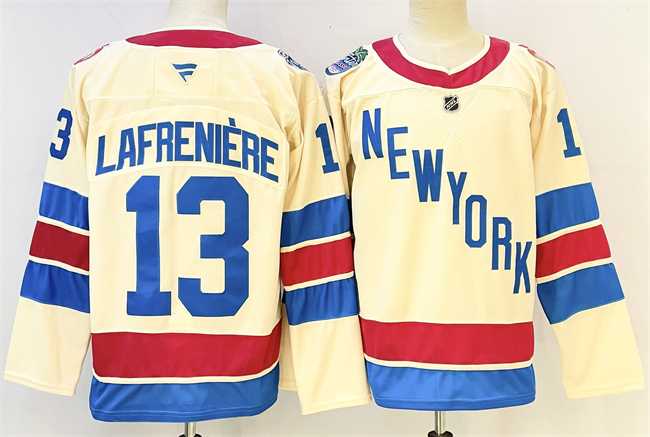 Mens New York Rangers #13 Alexis Lafreniere Beige 2025-26 Winter Classic Stitched Hockey Jersey->new york rangers->NHL Jersey