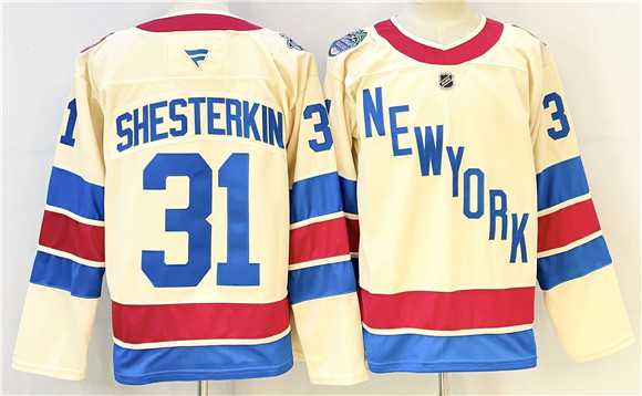 Mens New York Rangers #31 Igor Shesterkin Beige 2025-26 Winter Classic Stitched Hockey->new york rangers->NHL Jersey