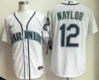 Men%27s Seattle Mariners #12 Josh Naylor White Cool Base Jersey->seattle mariners->MLB Jersey